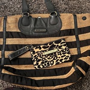 Juicy Couture Straw Beach Bag and Velvet Leopard Wristlet